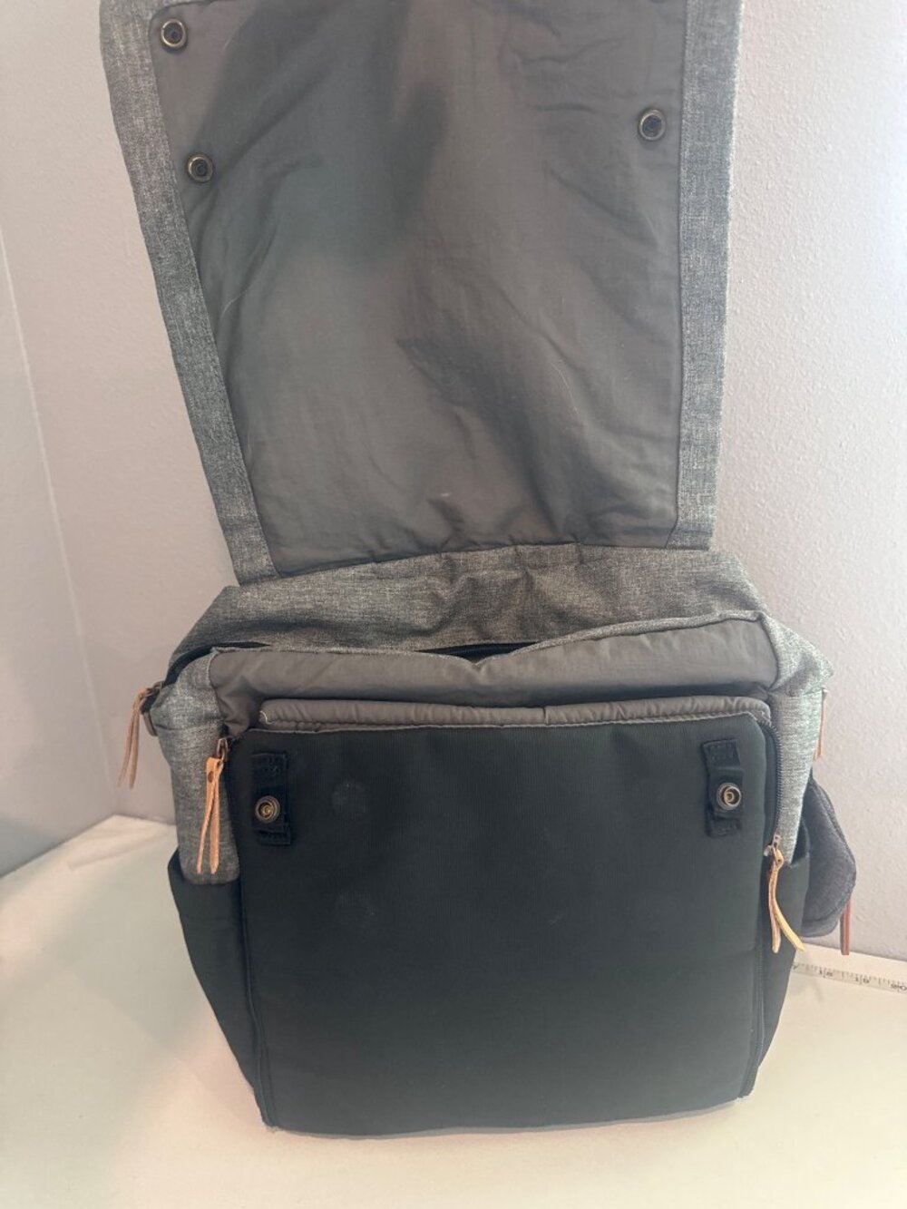 Petunia Pickle Bottom Diaper Bag Black/Gray Boxy Backpack Changing Pad Luxury - Picture 3 of 16